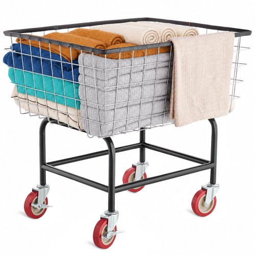 VEVOR Wäschekorbwagen Wäschewagen aus Draht mit Rädern 100 L, kommerzieller Wäschesortierwagen, Stahlrahmen mit Chrom-Finish, Drahtkorbwagen geeignet für Wäscherei Hotel
