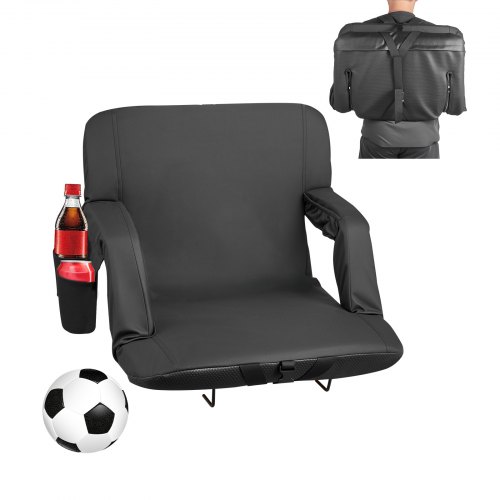 

VEVOR Stadionsitz Sitzkissen mit 6 einstellbaren Winkeln, gepolsterter Stadionstuhl (584,2 mm breit) mit Armlehne & Rückenlehne & Getränkehalter, Tribünensitz für Picknicks Strandsport Gaming