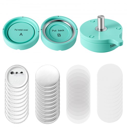 VEVOR Buttonrohlinge 200-tlg. 58mm für Buttonmaschine mit Sicherheitsnadel, Transparente Mylar-Folie & Runde Blanko-Papiere für DIY-Projekte zu Hause Schulveranstaltungen & Individuelle Studios