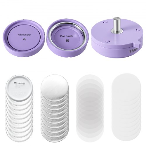 VEVOR Buttonrohlinge 100-tlg. 75mm für Buttonmaschine mit Sicherheitsnadel, Transparente Mylar-Folie & Runde Blanko-Papiere für DIY-Projekte zu Hause Schulveranstaltungen & Individuelle Studios