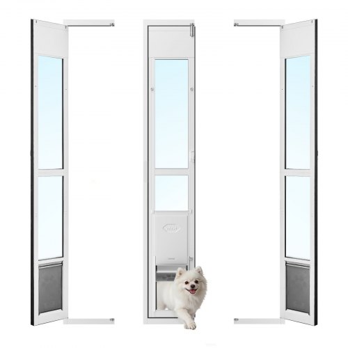 VEVOR Hundeklappe für Glasschiebetüren, Hundetür Höhenverstellbar von 1927 bis 2049 mm, Rahmen aus Aluminiumlegierung mit Klappe, Abschließbar, für Mittelgroße Hunde, 180° Schwenkbare Haustiertür