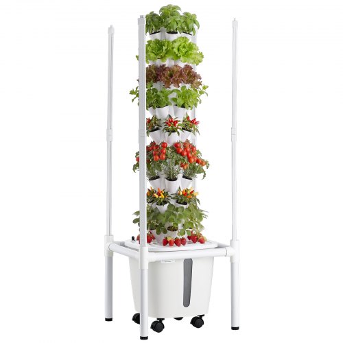 

VEVOR Hydroponischer Turm 45 Pods, Hydrotower 9 Ebenen, Hydroponik-Anbausystem mit LED-Pflanzenlampe, App-Steuerung & Rädern, 20-L-Wassertank & Pumpe, Hydroponic Tower für Kräuter, Obst & Gemüse