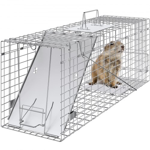 VEVOR Waschbärfalle Katzenfalle Marderfalle Wetterfeste robuste Lebendfalle Falle 2 Eingänge Tierfalle 785×254×305mm Lebend Kaninchenfalle Katzenfalle Drahtfalle für Marder Katze Waschbär