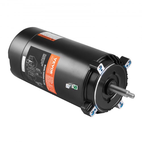 

VEVOR 1,5 PS Poolpumpenmotor, 56J Rahmen, 115V(13,6 Ampere)/230V(6,8 Ampere) 3450 U/min, 60Hz, 1.3 Betriebsfaktor, 90μF/250V Kondensator, CCW Rotation Rundflansch Ersatzmotor