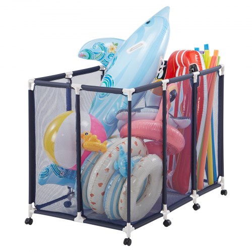 VEVOR Pool Aufbewahrungsbehälter 122x84x99 cm, Netz Organizer mit Kunststoffrahmen, Organisationskorb für Poolspielzeug, Aufbewahrungsbox Box mit Atmungsaktivem Netzkorb für Schwimmbäder