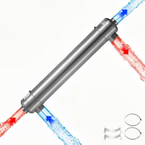 VEVOR Schwimmbad Wärmetauscher 175,8 kW, Edelstahl Schwimmbadheizer mit 30 Rohren, Pool-Wärmeüberträger mit 1,0 MPa Druck & 0,75 m² Wärmetauscherfläche, Wärmeaustauscher für Poolsystem Spa Heizung