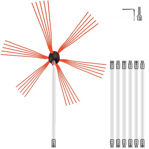 

VEVOR Schornsteinbürste Nylon Kaminbürste Ofenrohrbürste 7 M Professionelle Armaturen Edelstahl mit flexiblen Nylonstangen