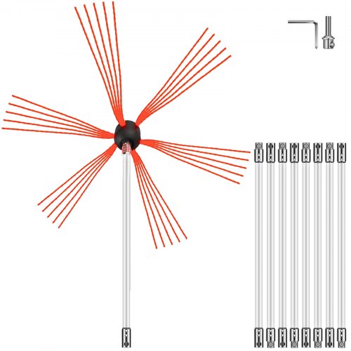 

VEVOR Schornsteinbürste 9 m, Schornsteinfegerbesen 30 mm Bürstenlänge Kaminkehrbesen, 101-305 mm Schornsteinstangen, Rohrstange Schornsteinfeger Power Sweeping Reinigung Schornsteinbürstensystem