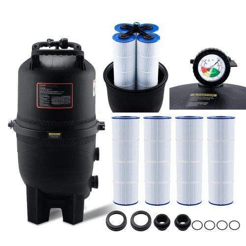 VEVOR Kartuschen-Poolfilter, 49 m² Filterfläche, Einbau-Poolfilter, oberirdisches Schwimmbad-Filtrationsfiltersystem mit Upgrade-Filter und auslaufsicher, für Whirlpools, Spa, aufblasbare Pools