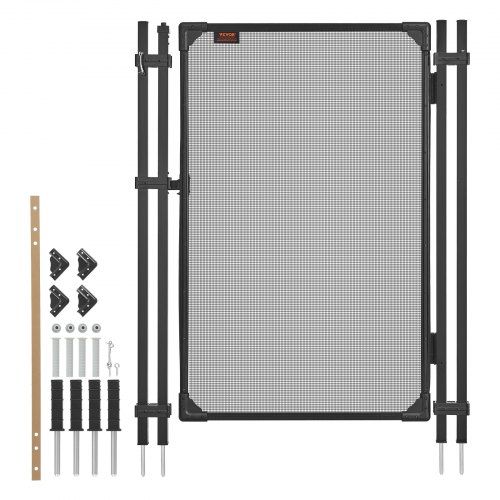 

VEVOR Poolzaun Tor 1,2x0,75 m, Tür für Poolschutzzaun Kinderschutzzaun, Sicherheitstor-Set mit Selbstschließ- & Selbstverriegelungsfunktion, 352 g/m² Teslin-PVC-Gewebe, für Schwimmbecken, Schwarz
