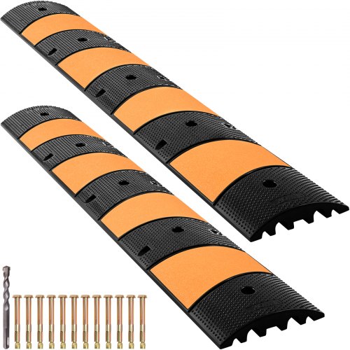 

VEVOR Gummi-Kabelbrücke, Überfahrschutz, Doppelkanal, 2 Einheiten, Kabelschutz, unterstützt bis zu 9980 kg, Maße 185x31x5,5 cm, Schlauchbrücke geeignet für Asphalt-, Beton- & Kiesoberflächen