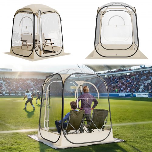 

VEVOR Transparentes Zelt, 127x127x170 cm, Pop-up-Zelt für 1–2 Personen, Sportzelt mit Bodenmatte & oberer Abdeckung, Outdoor-Bubble-Zelt, Campingunterstand für Veranstaltungen, Angeln, Jubeln