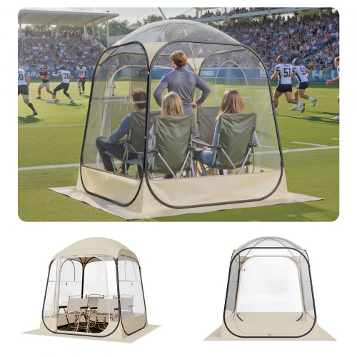 

VEVOR Transparentes Zelt, 160x160x182 cm, Pop-up-Zelt für 2–4 Personen, Sportzelt mit Bodenmatte & oberer Abdeckung, Outdoor-Bubble-Zelt, Campingunterstand für Veranstaltungen, Angeln, Jubeln