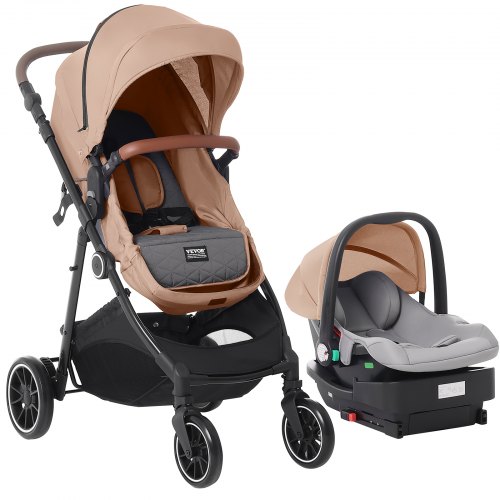 

VEVOR 3in1 Kinderwagen Kinderbuggy Reisebuggy Buggy Autositz Hellbraun/Braun