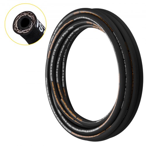 

VEVOR Hydraulikschlauch 1,9 cm x 15,2 m, gewickelter Hydraulikschlauch 3120 PSI, Gummi-Hydraulikschlauch mit 2 hochfesten Stahldrahtgeflechten, Bulk-Hydraulikschlauch -20 ℃ bis 140 ℃