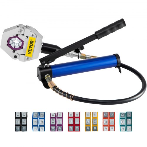 

VEVOR Manuell betriebene AC-Schlauch-Crimpzange FS-7842B Teilbares Crimp-Kit für Hydraulikschläuche Manuelles Kolbenventil für die Reparatur von Aluminiumpumpen-Klimaanlagen mit 7 Matrizen Ganzes Set Handgeführter AC-Schlauch