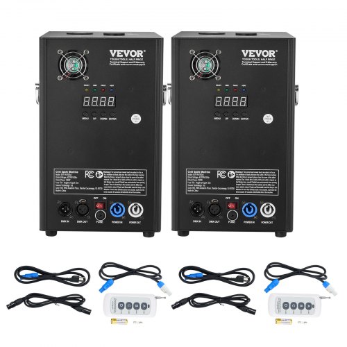 

VEVOR 2x Funkenmaschine 700 W Pyrotechnikmaschine Aluminiumlegierung Feuerwerksmaschine DMX Controller Einstellbar 2–5m Cold Spark Machine 7 min pro Nachladen Ideal für Hochzeit, DJ Show, Partys