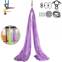 VEVOR 10x2,8M Luftyoga Hängematte Set Luftyoga Trapez Schaukel Lavendel Polyester Seide für Lufttanz Luftyoga Luft Yoga Zubehör Anfänger Fortgeschrittene(Lila)