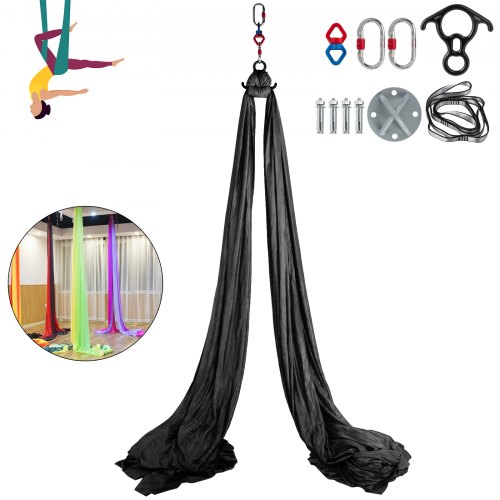 Aerial Silks Fabric Luft Yoga Seidenset Yoga Hängematte Lufttanz Schwarz 10x2.8M Aerial Silks Fabric Luft Yoga Seidenset Yoga Hängematte Lufttanz Schwarz 10x2.8M