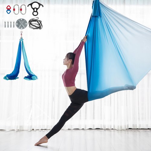 Aerial Silks Fabric 10 Meters Luft Yoga Seidenset Yoga Hängematte Lufttanz Blau 