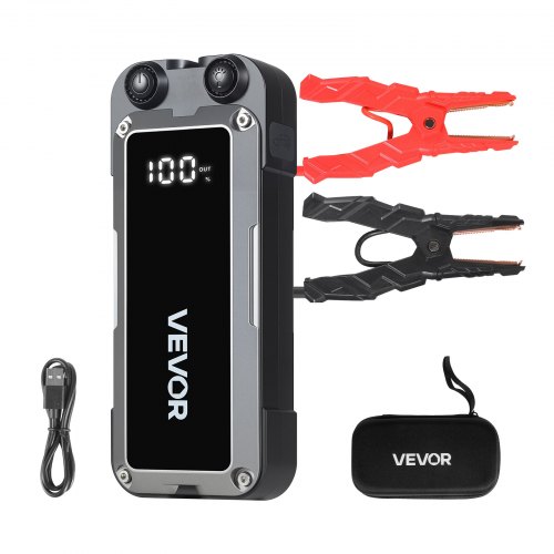 VEVOR Starthilfe Powerbank, Starthilfegerät 4000A Spitzenstrom mit LED-Taschenlampe & Kabel für Motor bis zu 10L Benzin/8L Diesel, Tragbarer Booster mit Schnellladung & Sicherheitsschutz für Notfall