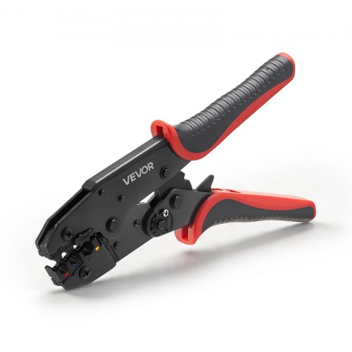 VEVOR Crimpzange Ratschenfunktion 0,5-6 mm², Kabelschuhzange mit Klaren Metrischen & AWG-Markierungen, Schnellverschluss, Presszange Einstellbarer Anpressdruck für Mehrere Anschlüsse
