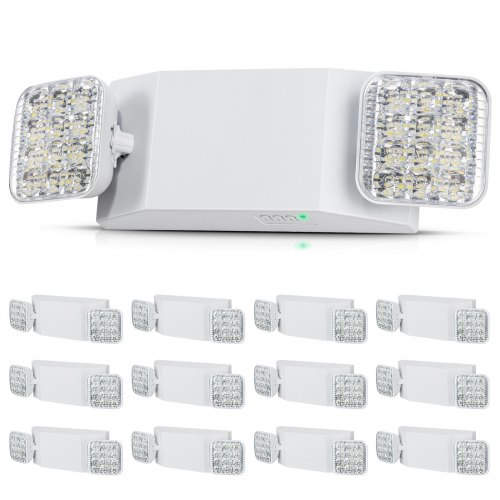 

VEVOR 12er-Pack kommerzielle Notbeleuchtung, 3 W, weiße LED-Notausgangsbeleuchtung mit 180-Minuten-Backup-Batterie, verstellbarer 2-LED-Quadratkopf, Decken- oder Wandmontage für Stromausfälle in Unternehmen