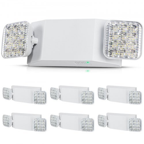 

VEVOR 6er-Pack kommerzielle Notbeleuchtung, 3 W, weiße LED-Notausgangsbeleuchtung mit 180-Minuten-Backup-Batterie, verstellbarer 2-LED-Quadratkopf, Decken- oder Wandmontage für Stromausfälle in Unternehmen