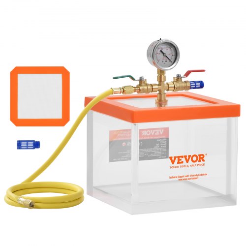 

VEVOR 7,57 L Vakuumkammer, verbesserte Mehrzweck-Vakuum-Entgasungskammer aus Acryl, transparente Vakuumkammer, für Harzentgasung, Kieselgel-Entgasung, Gips-Entgasung und Vakuumextraktion