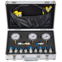 VEVOR Messkoffer φ60 mm, Messkoffer Hydraulik mit 3 Manometer Hydraulik, Pneumatik, Messtechnik, Glycerin Manometer 1.6 M Prüfschlauch Kit Manometer Tester Hydraulikprüfset für Bagger und Maschinen