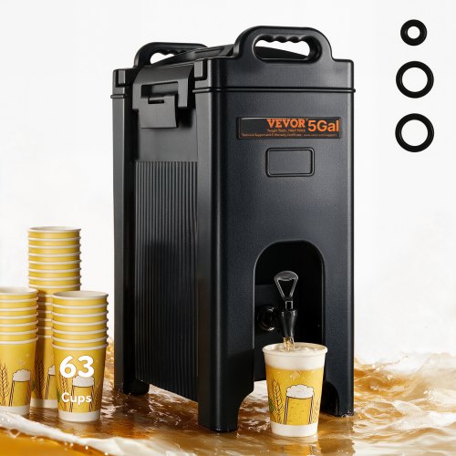 VEVOR Heiß- und Kaltgetränkespender Getränkespender 18,9 L, LDPE Heiß- und Kaltwasserbrunnen Großer Getränkespender mit Zapfen für Kaffee, Kalte Milch, Wasser, Saft usw. Isolierkanne 1-2 Personen