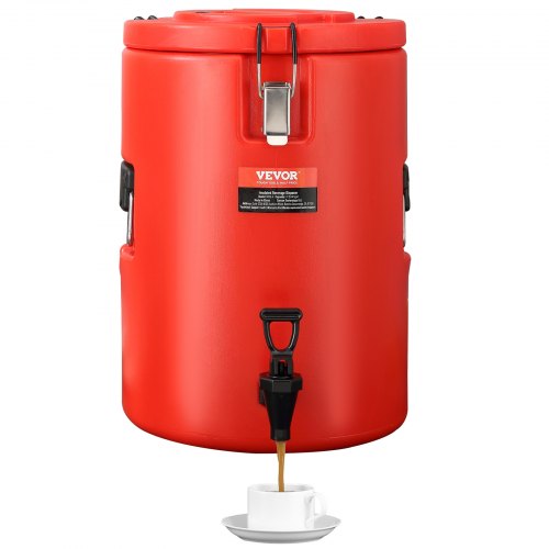 VEVOR Heiß- und Kaltgetränkespender Getränkespender 6 L, Edelstahl Heiß- und Kaltwasserbrunnen Großer Getränkespender mit Zapfen für Kaffee, Kalte Milch, Wasser, Saft usw. Isolierkanne Rund