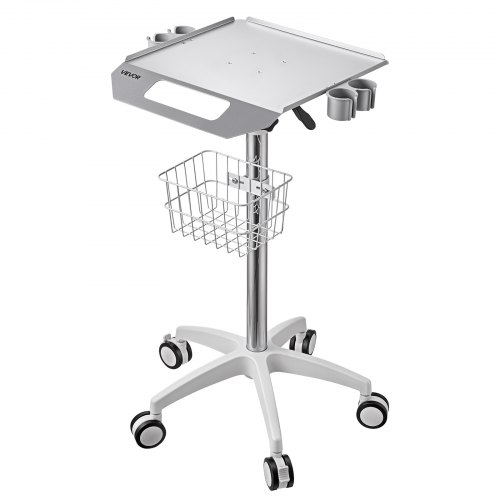 VEVOR Medizinwagen 30 kg Laborwagen Medizinischer Servicewagen 915-1125 mm, für Klinik Krankenhaus Labor, Pneumatischer Lift, Höhenverstellbar, Rollwagen mit Aufbewahrungskorb, 360° Schwenkbaren Rädern