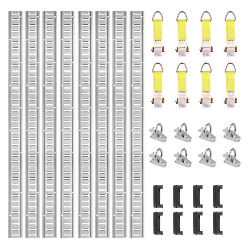 

VEVOR Zurrschienen 34 Stk. Airlineschienen, Silber Transportschiene, 454 kg Max. Tragfähigkeit Ankerschiene, 1,52 m Schienenlänge Stäbchenzurrschiene zur Ladungssicherung für Anhänger und Wohnmobile