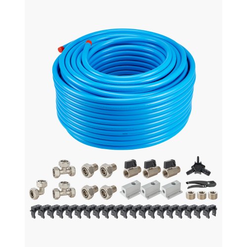 VEVOR Luftkompressor-Leitungssatz, 91,44mx19,05mm, HDPE-Aluminium-Druckluftrohrsystem, auslaufsicher, druckbeständig & einfach zu installieren, Druckluftleitungssatz für Garagen & Werkstätten, blau