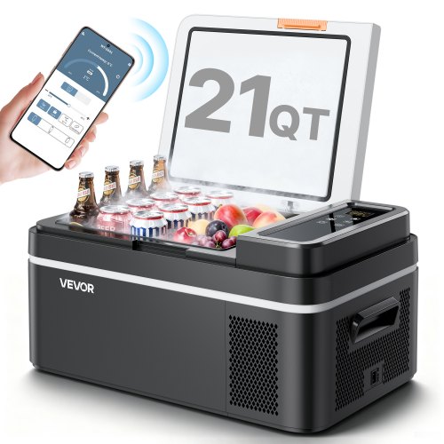 VEVOR Kompressor Kühlbox 20 L,12/24V DC Elektrische Gefrierbox mit App-Steuerung, 100–240 V AC Autokühlschrank für Camping Reisen Lastkraftwagen Angeln, Thermoelektrische Kühlbox Tragbar