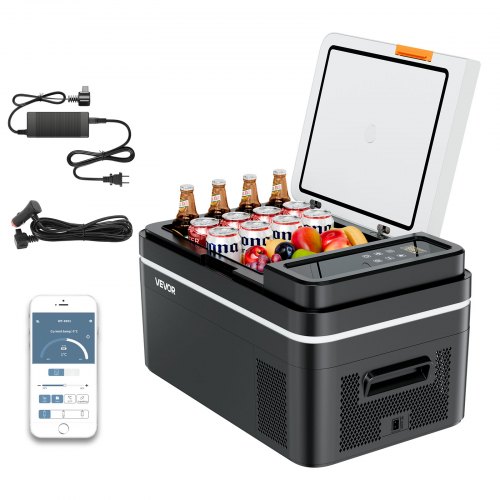 

VEVOR Kompressor Kühlbox 22 L,12/24V DC Elektrische Gefrierbox mit App-Steuerung, 100–240 V AC Autokühlschrank für Camping Reisen Lastkraftwagen Angeln, 45 W Thermoelektrische Kühlbox Tragbar
