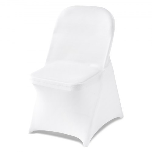 VEVOR Stuhlhussen Stuhlbezug Stretch 150 Stk. waschbarer & abnehmbarer Stuhlüberzug aus Polyester-Spandex für Hochzeitsfeiern Esszimmerbankette, passend für Klappstühle (45 x 46 x 77 cm) Weiß