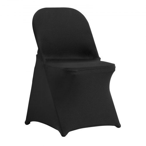 VEVOR Stuhlhussen aus Elastischem Spandex für Klappstühle, Universell Passender Stuhlbezug, Abnehmbare & Waschbare Schonbezüge, für Hochzeiten, Feiertage (100 Stück, Schwarz)