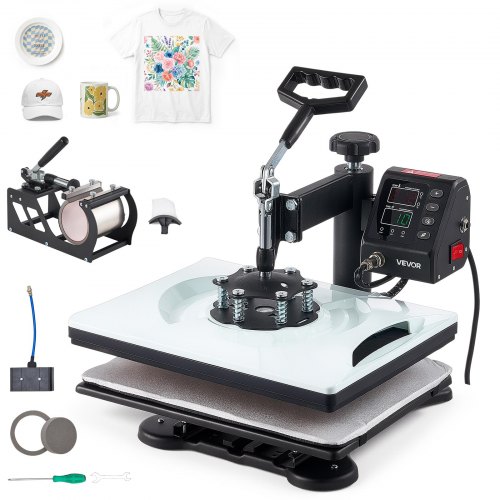 VEVOR Transferpresse 29x38cm 5-in-1 Sublimationsmaschine 1000W Heißpresse, Schnelles & Gleichmäßiges Aufheizen Digitale Zeit- & Temperaturregelung, für T-Shirts, Tassen, Becher, Kappen, Teller