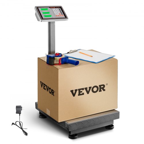 VEVOR Digitale Plattformwaage, 300 kg Tragkraft, 50 g hohe Genauigkeit, elektronische Bodenwaage mit LB/KG, Tara, Preisrechner, AC/DC-Stromversorgung, geeignet für Gepäck, Versand, Pakete, Porto