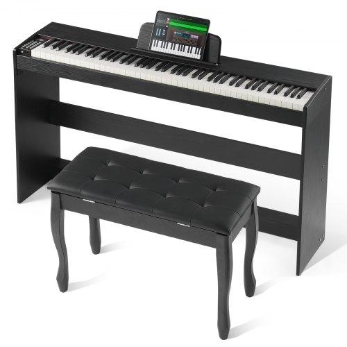 

VEVOR 88 Tasten Digitalpiano Elektrisches Klaviere Doppeltastatur 3-Pedale Bank