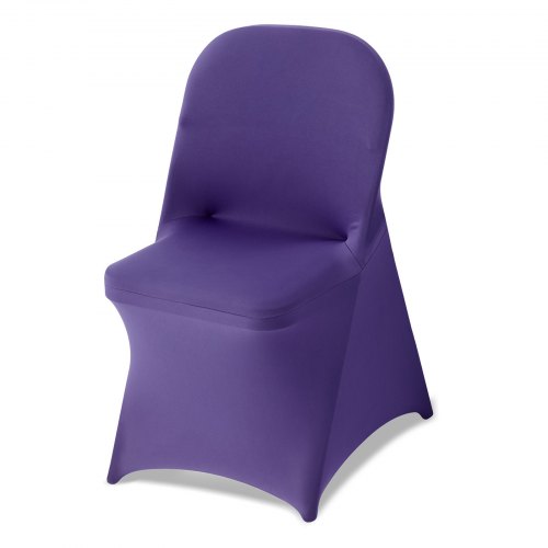 

VEVOR Stuhlhussen Stuhlbezug Stretch 50 Stk. waschbarer & abnehmbarer Stuhlüberzug aus Polyester-Spandex für Hochzeitsfeiern Esszimmerbankette, passend für Klappstühle (45 x 46 x 77 cm) Violett