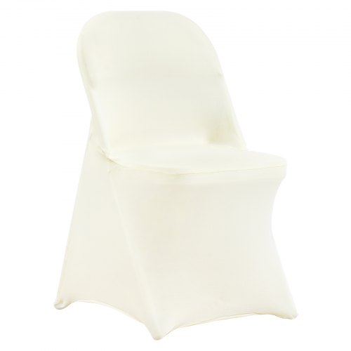 VEVOR Stuhlhussen für Klappstühle aus Elastischem Spandex, Universell Passender Stuhlbezug, Abnehmbare & Waschbare Schonbezüge, für Hochzeiten, Feiern, Essen (50 Stück, Elfenbeinweiß)