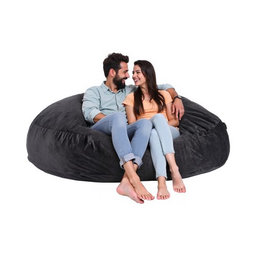 

VEVOR Sitzsack Sitzkissen Bean Bag mit Abnehmbarem Bezug Schwarz Erwachsene Rund