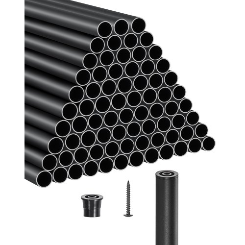 

VEVOR Geländerstab, 101er-Set, φ19x813 mm Aluminium-Treppenbaluster, runder Stab, Zierstab, Hohldeckgeländer mit Geländerkappen und Schrauben für Treppen, Veranda, Terrasse, Zaun, schwarz