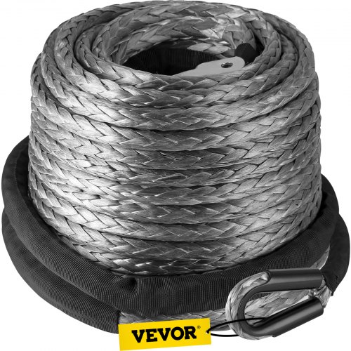 3/8" X95' Winch Synthetic Line Cable Rope 20500 LBS Recovery W/Thimble Sleeve