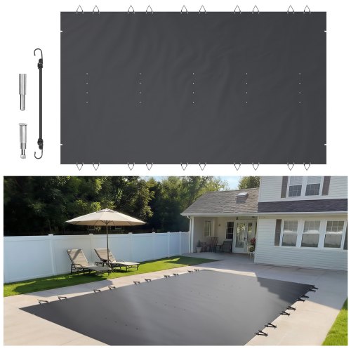 

VEVOR Pool-Sicherheitsabdeckung, Passend für Rechteckige, Eingelassene Pools (3,66x6,7 m), Winterabdeckplane mit Ablauflöchern, robuste PVC-Poolabdeckung für Schwimmbecken, Sicherheitsabdeckung