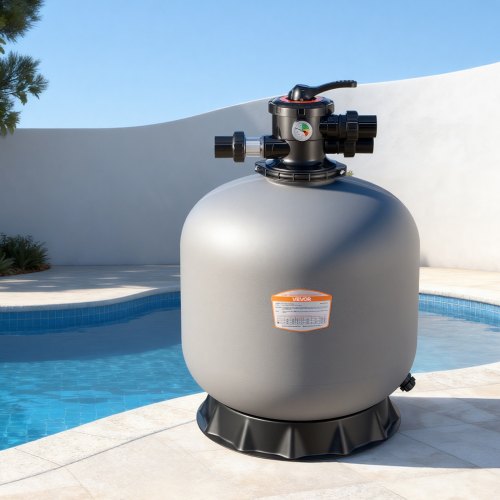 VEVOR Sandfilter, 600 mm Filterkessel, 246 L/min Sandfiltersystem, Filterbehälter mit 7-Wege-Mehrwegeventil, Rückspül-, Spül-, Umwälz-, Abwasser-, Winter- & Geschlossenmodus, für Aufstellpools