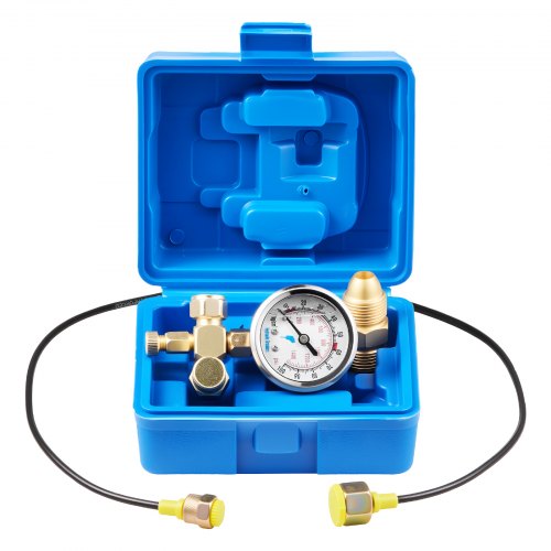 

VEVOR hydraulisches Stickstoffspeicher Ladeset, 0–1420 PSI Stickstoff Füllset, Druckprüfsystem mit 1 Manometer & 1 Gasschlauch & 1 Ventilkörper & 1 CGA580-Adapter für Baumaschinen
